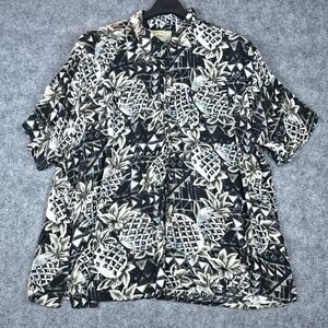 Island Fever Mens 4XB‎ Black White Pineapple Print Short Sleeve Button Up Shirt